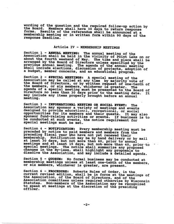 Point Lake Association Bylaws