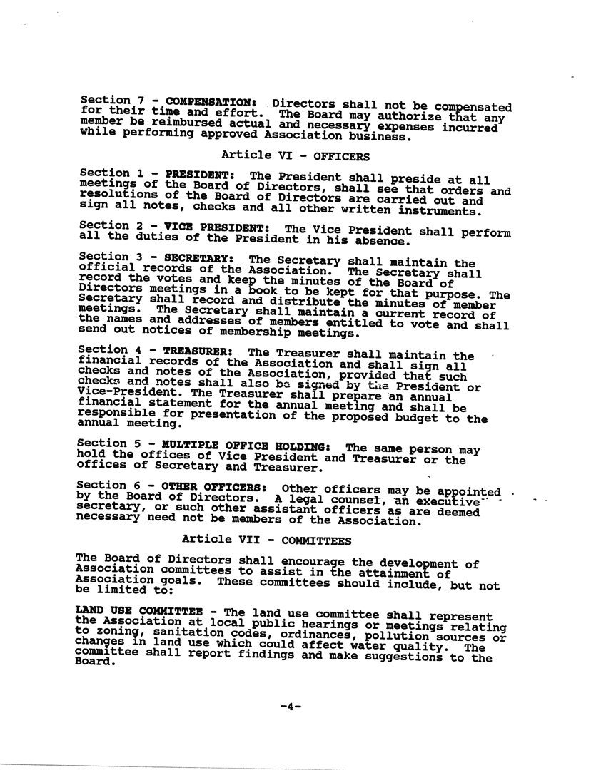 Point Lake Association Bylaws